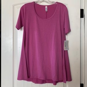 LuLaRoe Pink Perfect T Short Sleeve Scoop Neck Top Split Sides New NWT Size XS